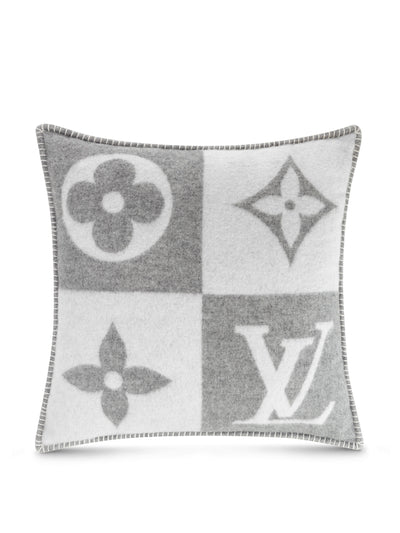 Louis Vuitton LV Checkmate grey cushion at Collagerie