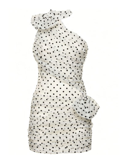 Alessandra Rich Flocked polka dot silk organza dress at Collagerie