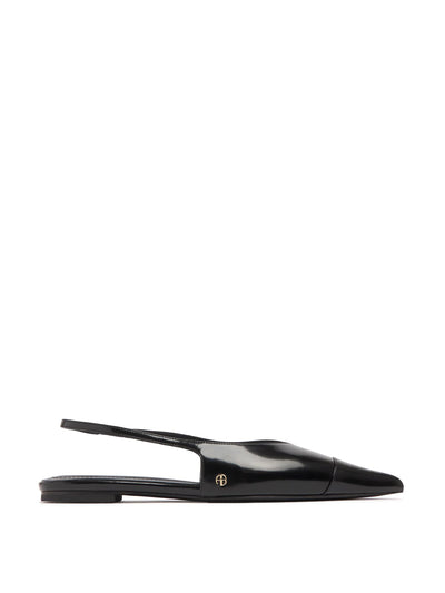 Anine Bing Elena high-shine slingback flats at Collagerie