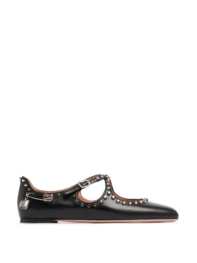 Bally Beliska studded leather flats at Collagerie