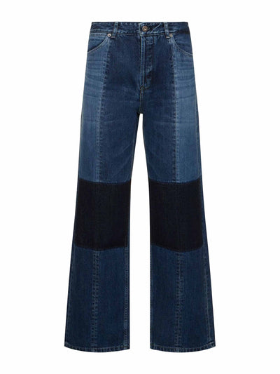 Jil Sander Washed denim patchwork midrise jeans at Collagerie