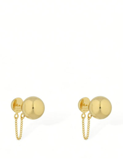 Jil Sander Small Sphere stud earrings with chain at Collagerie