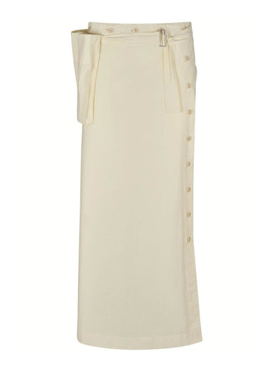 Lemaire Buttoned cotton blend long skirt at Collagerie