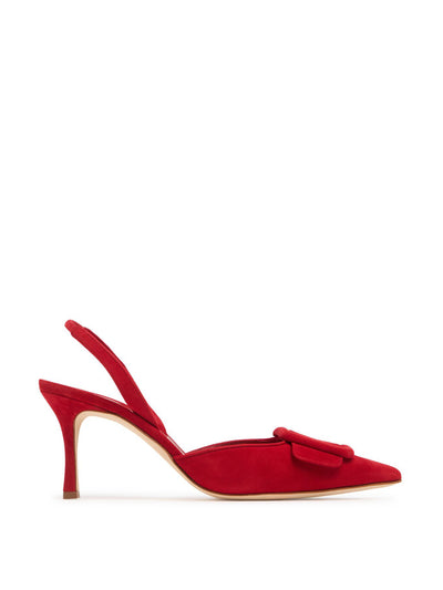 Manolo Blahnik Maysli suede slingback pumps at Collagerie