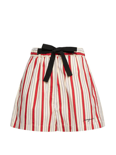 MSGM Striped cotton blend shorts with bow at Collagerie