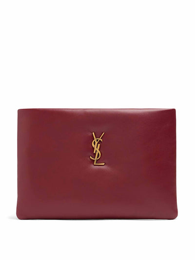 Saint Laurent Small Calypso leather pillow pouch at Collagerie