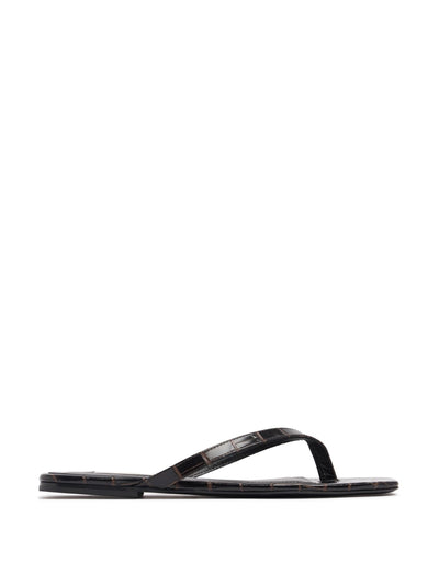 Totême Croc embossed leather thong sandals at Collagerie