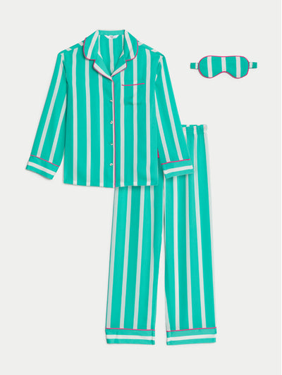 Marks & Spencer Satin striped pyjamas with eye mask (6-16 yrs) at Collagerie