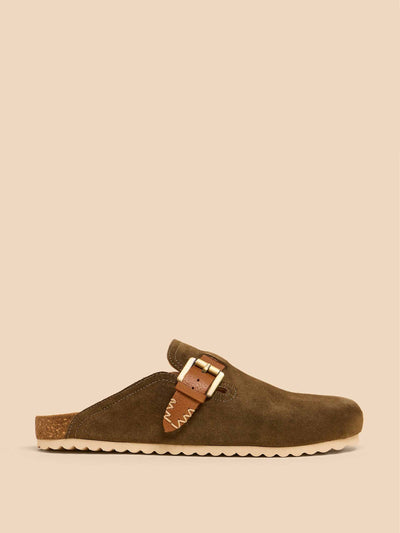 Marks & Spencer Suede buckle slip on flat mules at Collagerie