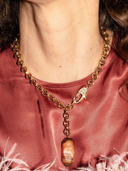 Gold with brown agate Reine necklace Necklaces By Alona    - Collagerie