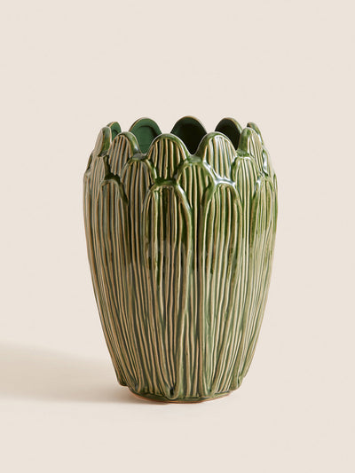 M&S Green ceramic petal vase at Collagerie