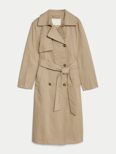 M&S Autograph Beige belted long-line trench coat at Collagerie