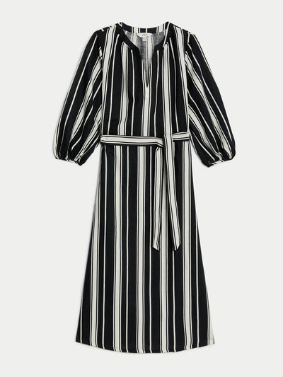 Marks & Spencer Linen rich v-neck belted maxi column dress at Collagerie
