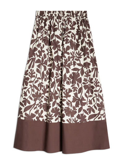 Albaray Pure cotton floral midi a-line skirt at Collagerie