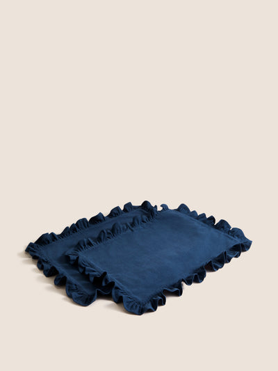 M&S Blue cotton ruffle placemats (set of 2) at Collagerie