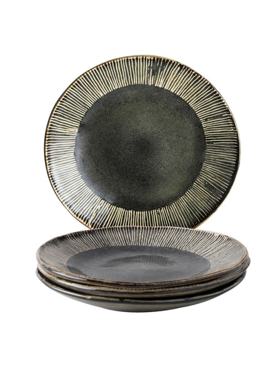 Dutch Rose Organic dinner plates in Dark Green (set of 4) at Collagerie