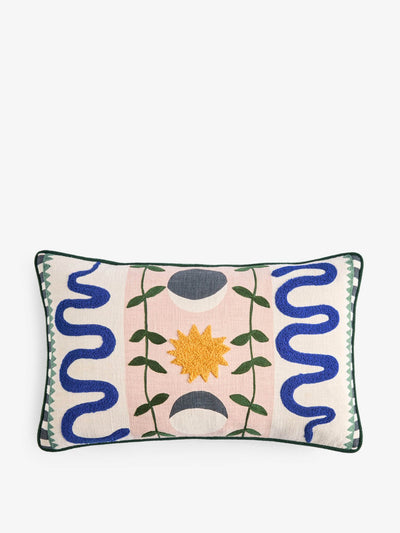 Made Embroidered cushion in Aperion at Collagerie