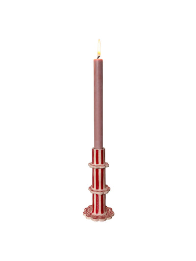 Maison Flâneur Blush pink red candlestick at Collagerie
