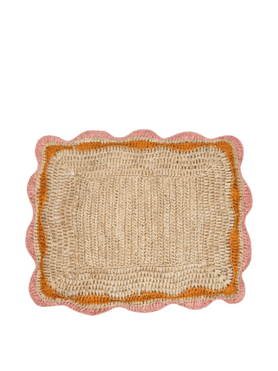 Maison Flâneur Garden party placemat with pink and orange edges at Collagerie