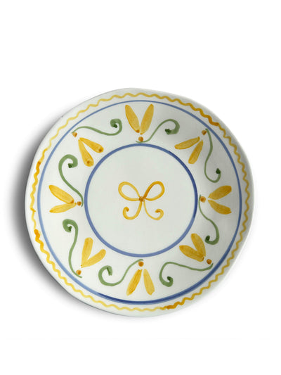 Willemien Bardawil Yellow ribbon fleur dessert plate at Collagerie