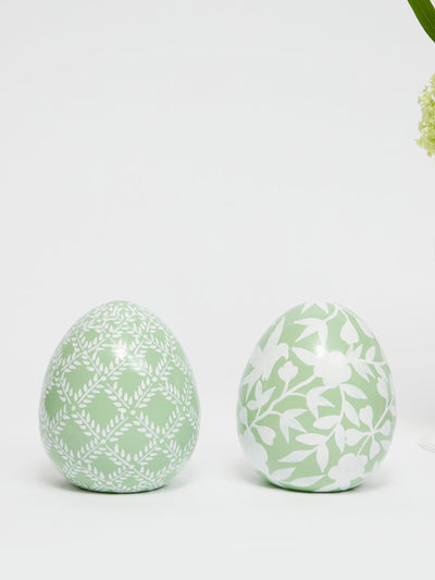 Maison Margaux Hand painted sage eggs (set of 2) at Collagerie