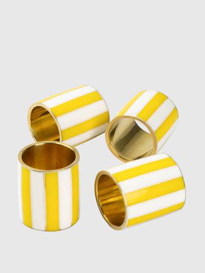 Maison Margaux Yellow stripe napkin rings (set of 4) at Collagerie