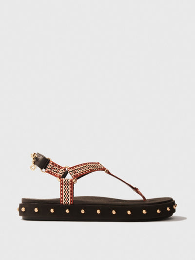 Maje Flat rope and leather sandals at Collagerie