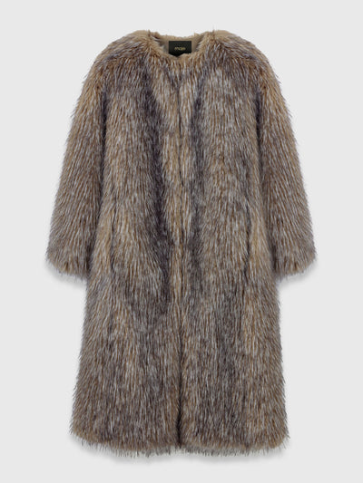 Maje Long faux fur coat at Collagerie