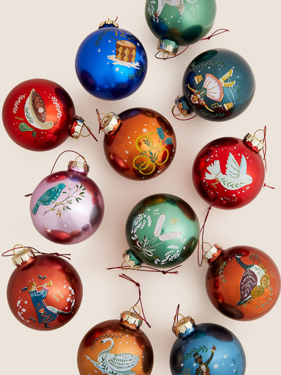 Marks & Spencer 12 Days of Christmas glass baubles at Collagerie