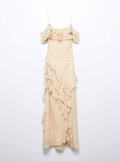 Mango Polka-dot ruffled dress at Collagerie