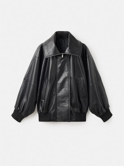 Mango 100% leather jacket with notched lapel collar at Collagerie