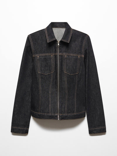 Mango Fitted zipper denim jacket at Collagerie