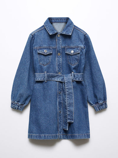 Mango Belted denim dress at Collagerie