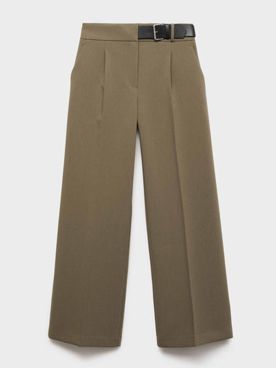 Mango Belted straight-fit trousers at Collagerie