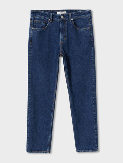 Mango Dark wash cropped straight leg jeans at Collagerie