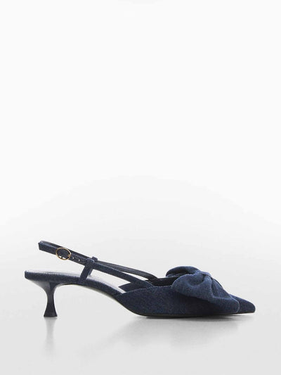 Mango Bow-heeled denim shoes at Collagerie