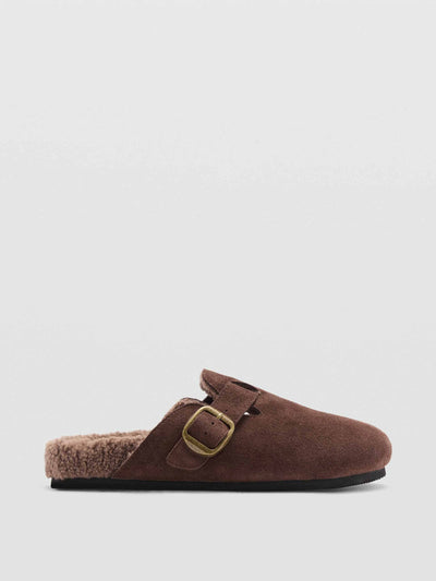 Mango Buckle house slippers at Collagerie