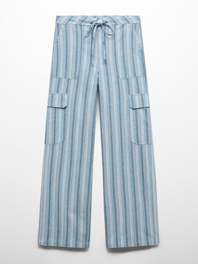 Mango Trousers striped cargo pockets at Collagerie