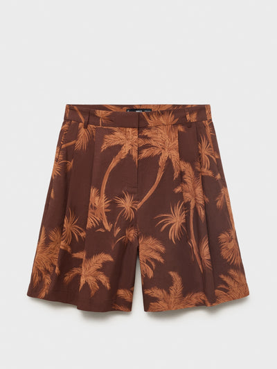 Mango Cotton bermuda shorts with palm-tree print at Collagerie