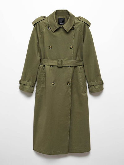 Mango Cotton lapel trench at Collagerie