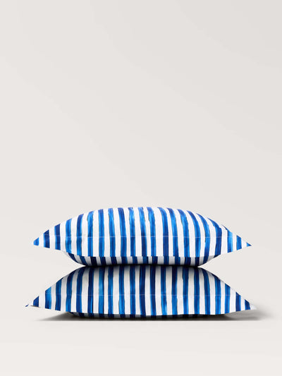 Mango Cotton percale striped watercolour pillowcase at Collagerie