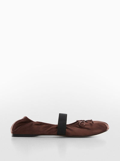 Mango Brown satin ballerinas at Collagerie