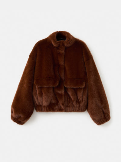 Mango Faux-fur jacket with pockets at Collagerie