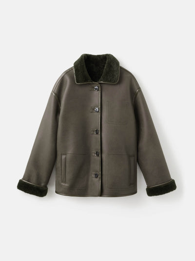 Mango Faux-shearling leather-effect coat at Collagerie