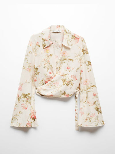 Mango Floral linen-blend blouse at Collagerie