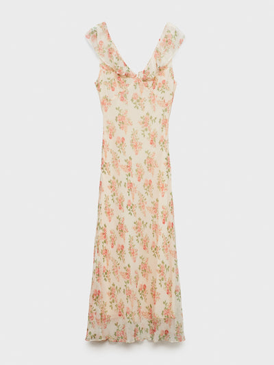 Mango Floral midi-dress with bow at Collagerie