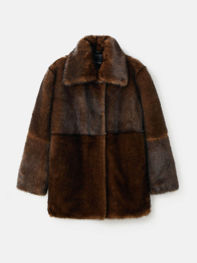 Mango Fur-effect coat with shirt collar at Collagerie