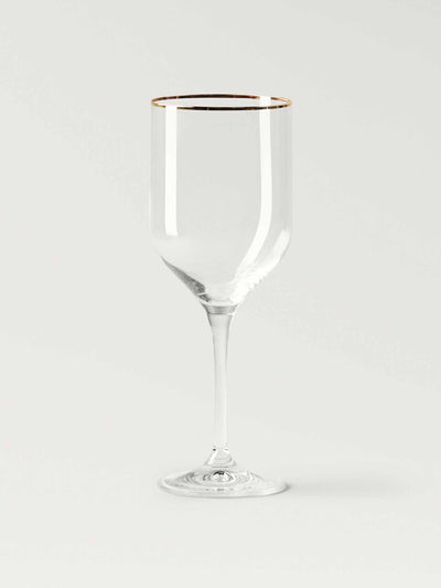 Mango Gold embossed glass goblet at Collagerie