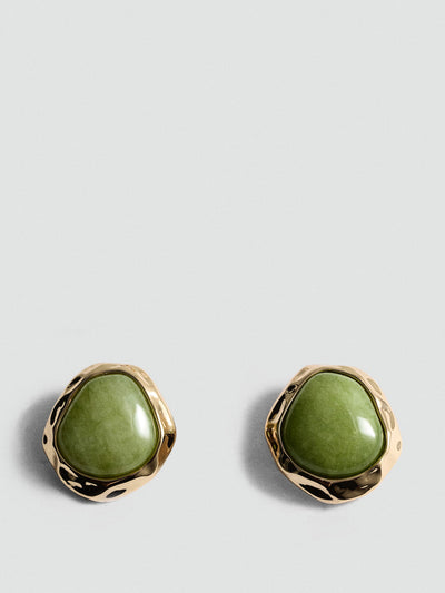 Mango Asymmetrical round stone earrings at Collagerie