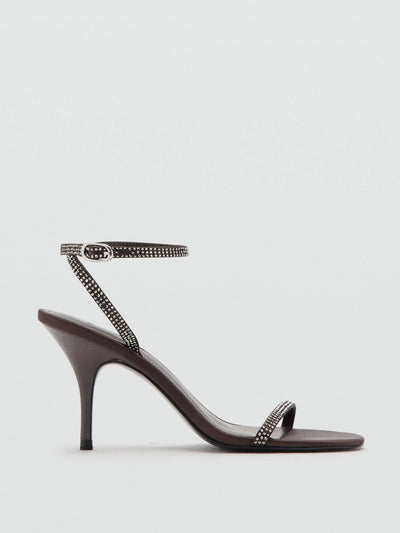 Mango Heeled sandal with strass strap at Collagerie